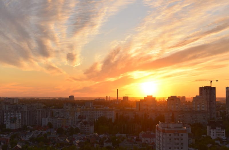 рассвет на крыше