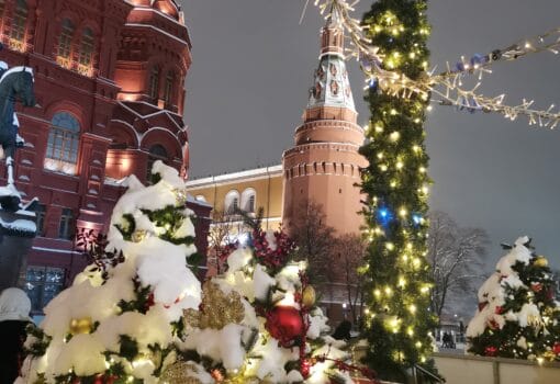 Елка, Москва, Исторический музей, зима, подсветка. Фото Елены Смойкиной