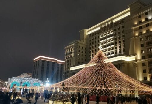 Елка, Москва, зима, подсветка. Фото Елены Смойкиной