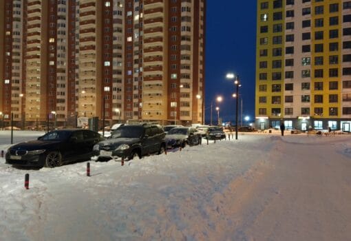фонарь, зима, машина,дом, Фото Московская правда