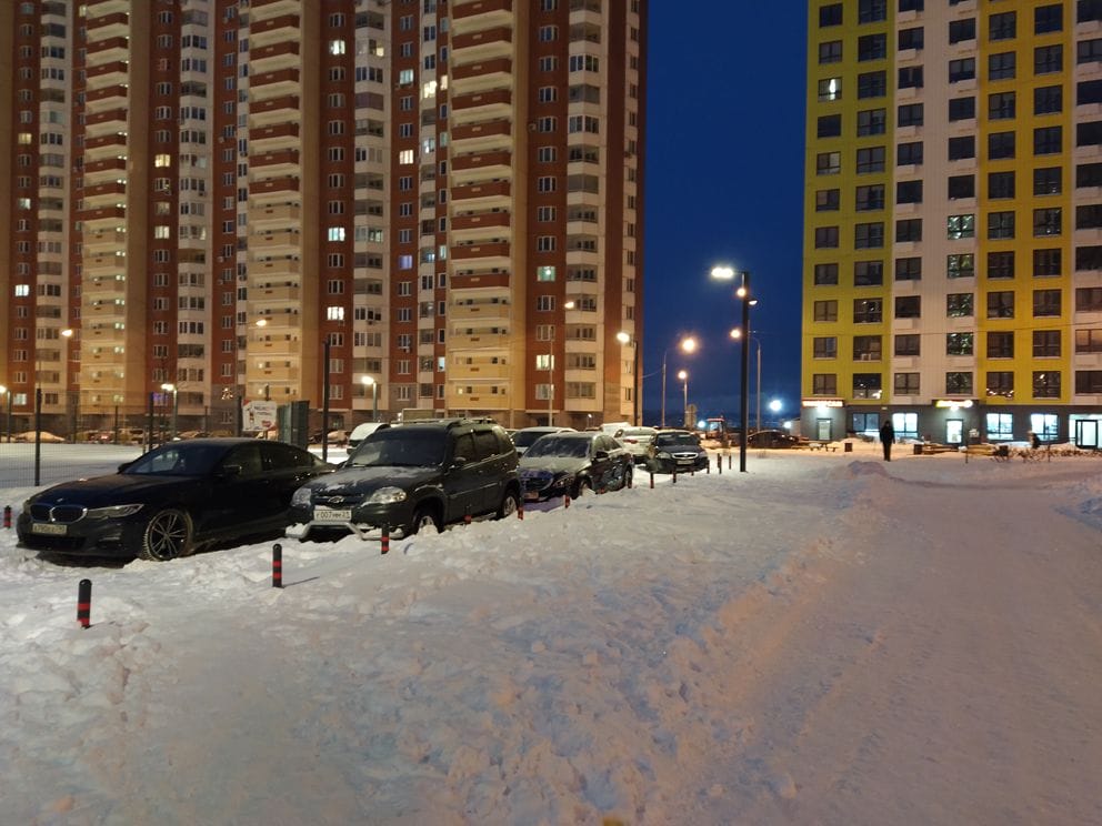 фонарь, зима, машина,дом, Фото Московская правда