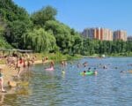 пляж, жара, лето, Борисовские пруды, температура воды