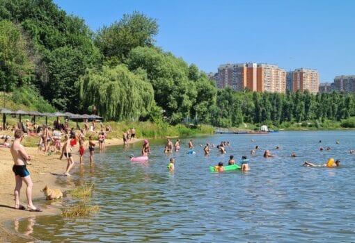 пляж, жара, лето, Борисовские пруды, температура воды