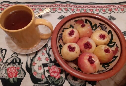 чай, кружка, запеченные яблоки, десерт, фото Алина Фёдорова