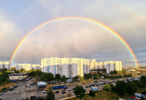 радуга, дождь, Фото мобильного репортера / агентство «Москва»