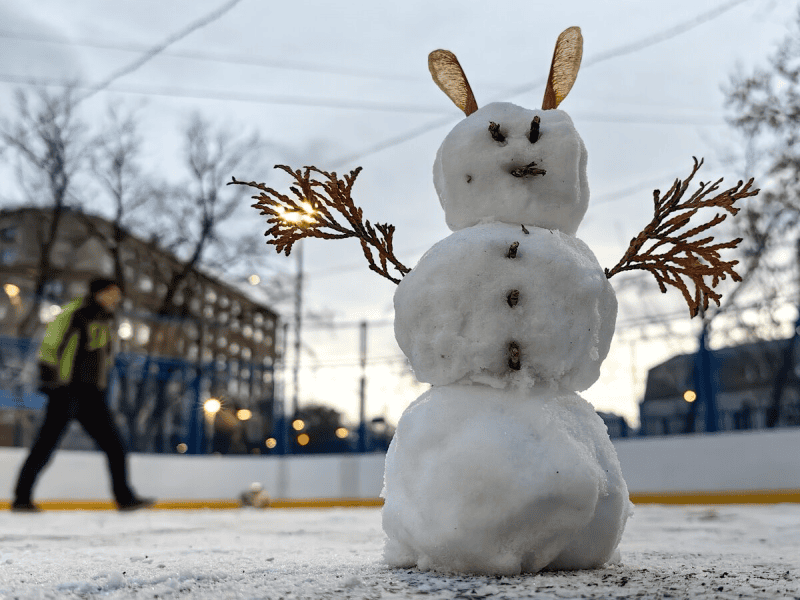 снеговик, ноябрь,Фото Василия Кузьмичёнка / агентство «Москва»